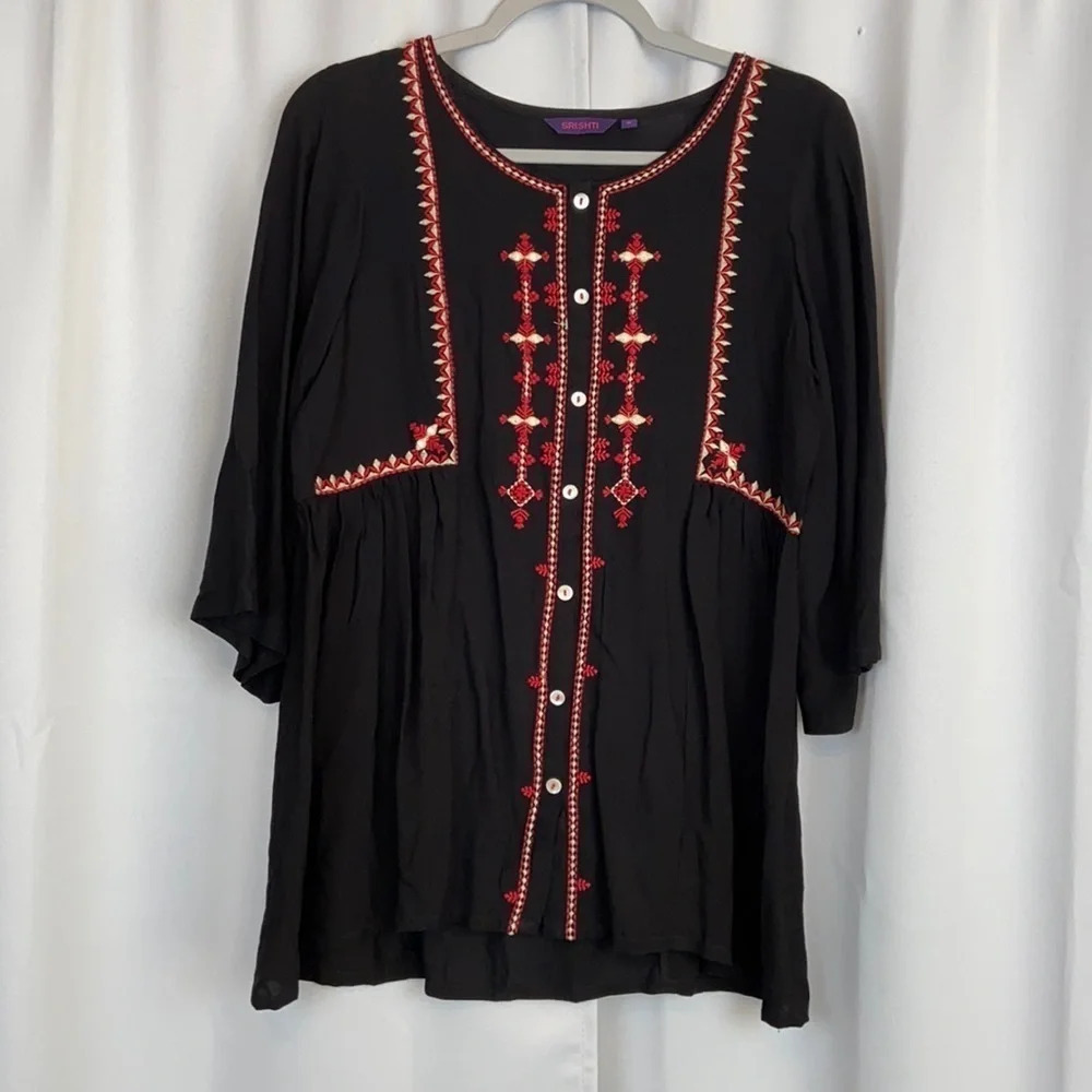 SRISHTI Women’s M Embroidered‎ Quarter Sleeve Tunic Top